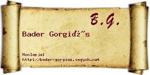 Bader Gorgiás névjegykártya